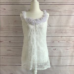 BOHO style ~ Lace top with floral accents ~ SM